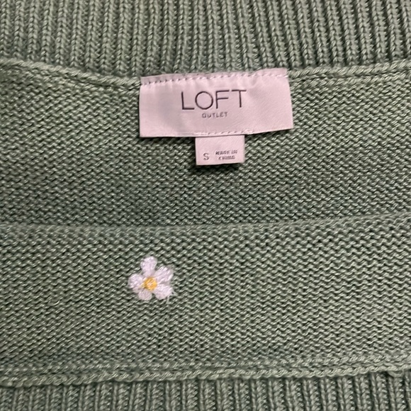 LOFT Outlet Floral Embroidered Knit Tank Top Size S Green Cottagecore Country - Picture 4 of 9